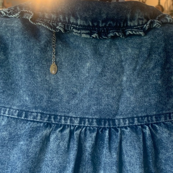 Stone Washed Denim Pearl Button Dress Size S w/ Pockets! - Picture 5 of 7